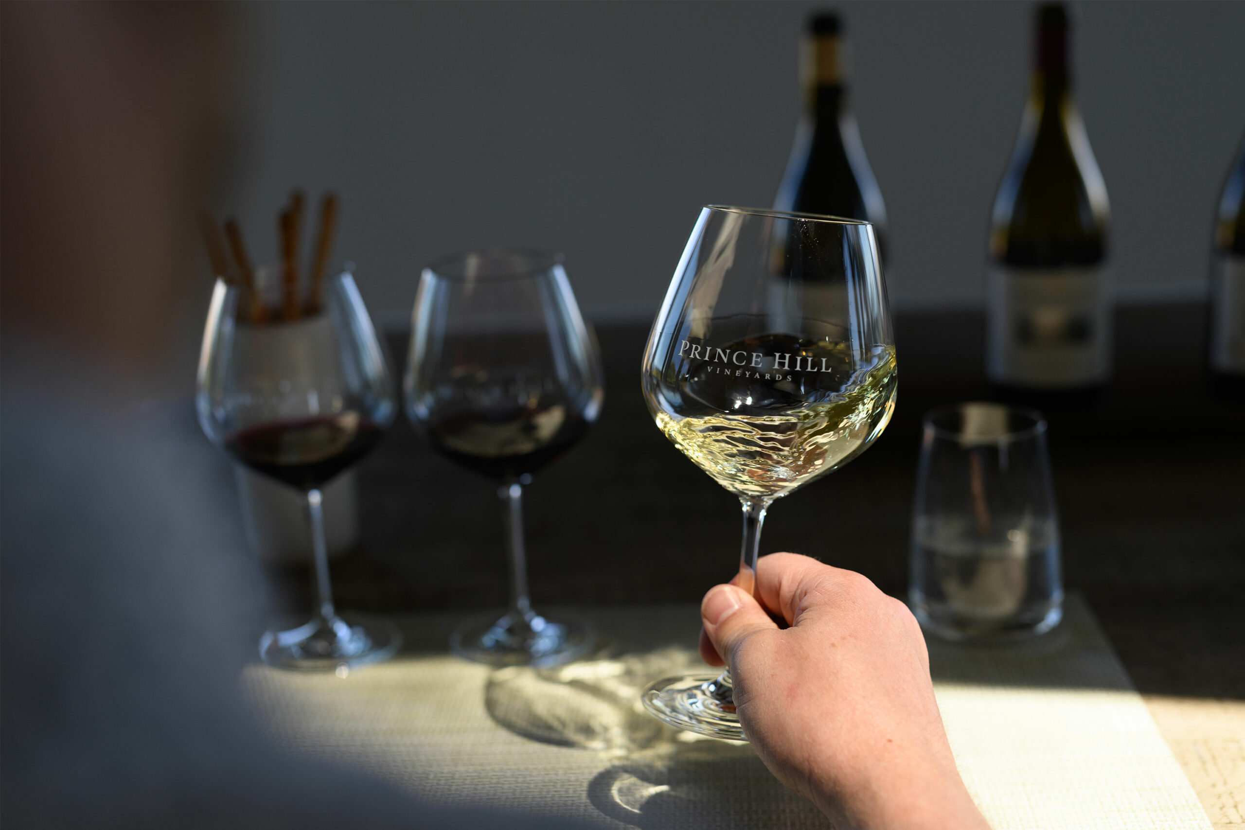 Chardonnay in Prince Hill Vineyards glass.