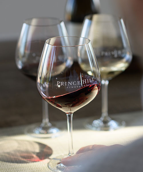 prince hill vineyards pinot in glass
